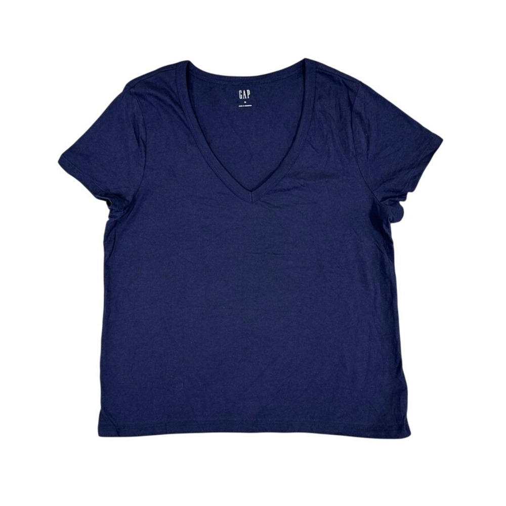 NWT Gap Womens Navy Blue V-Neck Short Sleeve T-Shirt Size M 719763-00-1 NEW